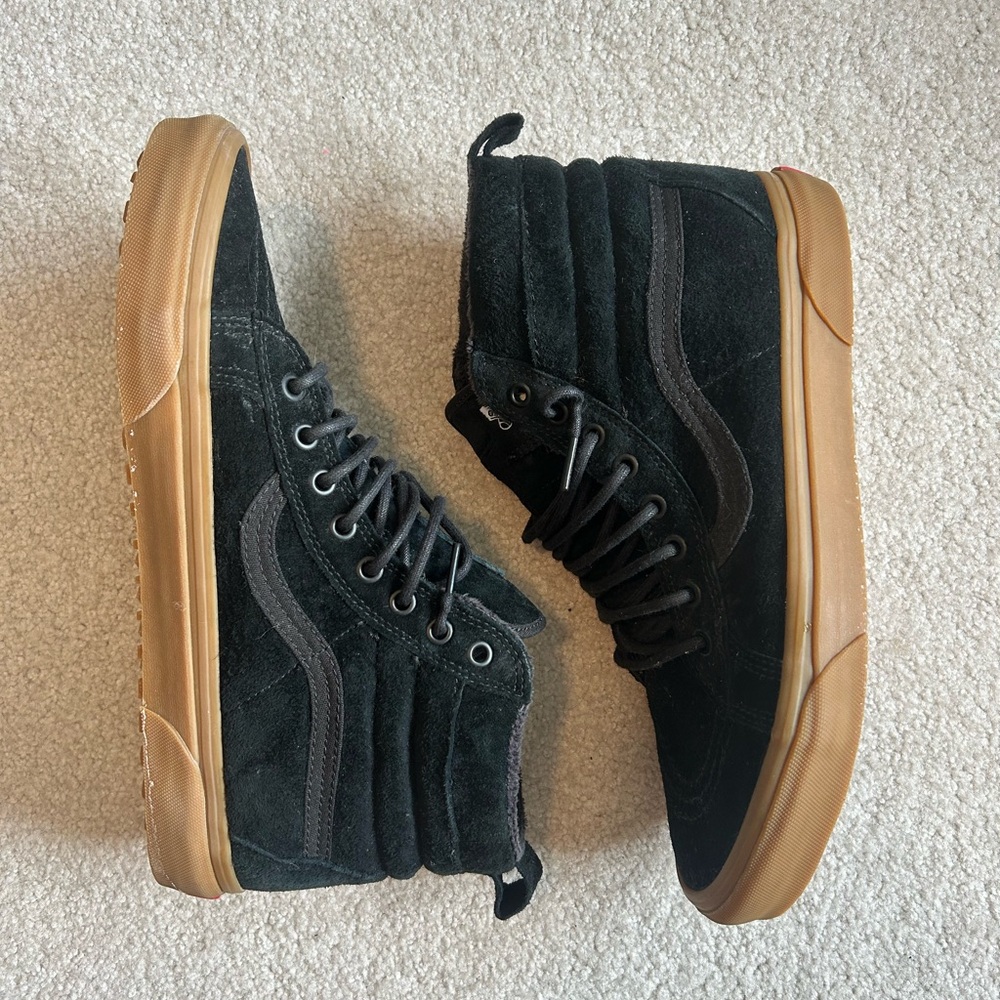 Black High Top Vans, Gum Sole, Winter Edition